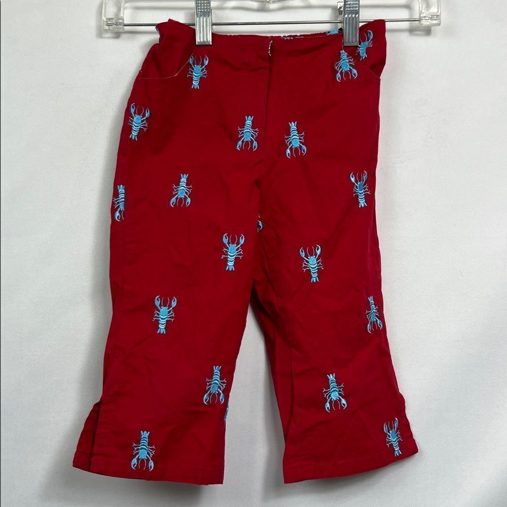 Lilly Pulitzer red cotton pants with blue embroidered lobsters size 5